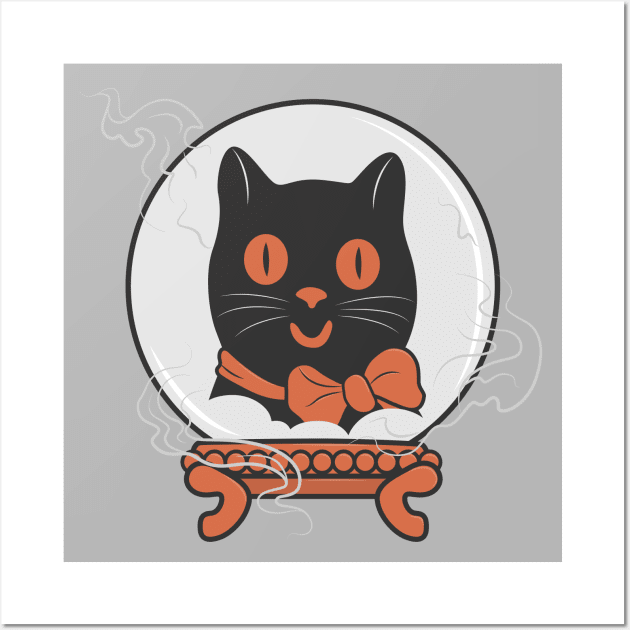 Turn Your Crystal Ball On - The Black Cat is Calling Wall Art by runcatrun